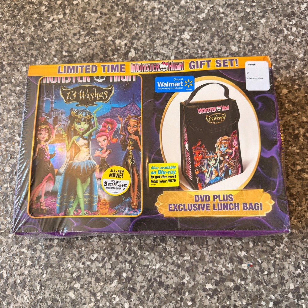 Monster High 13 Wishes DVD Gift Set with Exclusive Lunch Bag Limited Ed